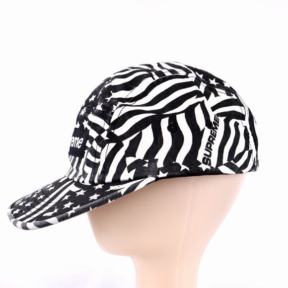 Supreme Washed Chino Twill Camp Cap Black Flags SS20 Brand New